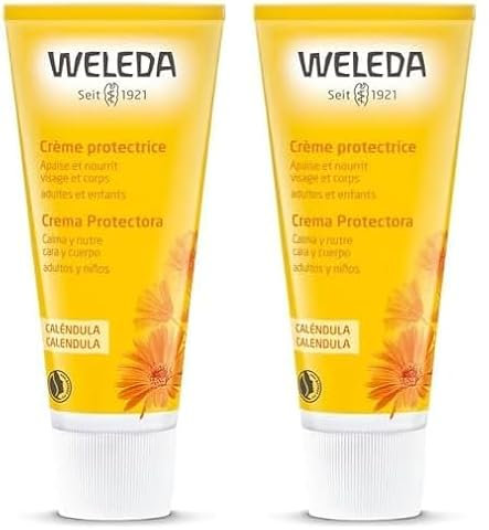 WELEDA - Crème Protectrice au Calendula - Visage et Corps - Apaise et Nourrit - Tube de 75 ml (Lot de 2)