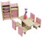 XIAONAN Entzückende hölzerne Puppenhausmöbel Kinderzimmer-Set Puppenhausmöbel Set Miniatur Möbel Zubehör Puppenhausmöbel Holz (Küche) (Cafeteria)