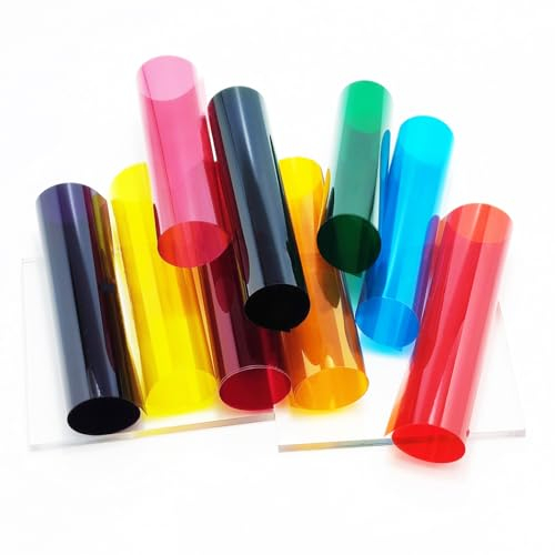 MAKIOTEKO Transparente dekorative Fensterfolie, 9 Farben, bunt, selbstklebend, für Weihnachten, Zuhause, Büro, Dekoration, 15 x 30 cm