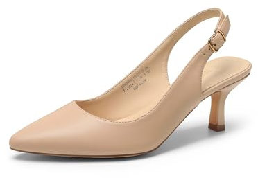DREAM PAIRS Scarpe Classiche da Donna con Tacco a Gatto Décolleté con Cinturino in PU con Comoda Soletta per la Festa di Nozze,Size 41.5,Nude-Pu,SDPU2444W