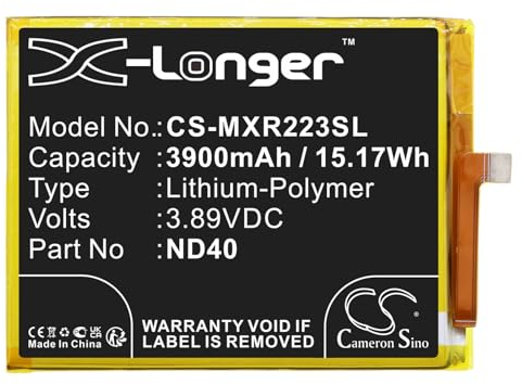FYIOGXG Cameron Sino Batteria di ricambio per Motorola Moto Edge 30, Moto Edge 30 5G, Moto Edge 30 5G 2022, XT2203, XT2203-1 PN: Motorola ND40, SB18D34507 3900mAh / 15.17Wh