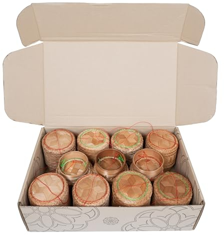 CCcollections Panier de riz gluant traditionnel en bambou fait à la main – Panier de service pour le riz (11 Set Square)