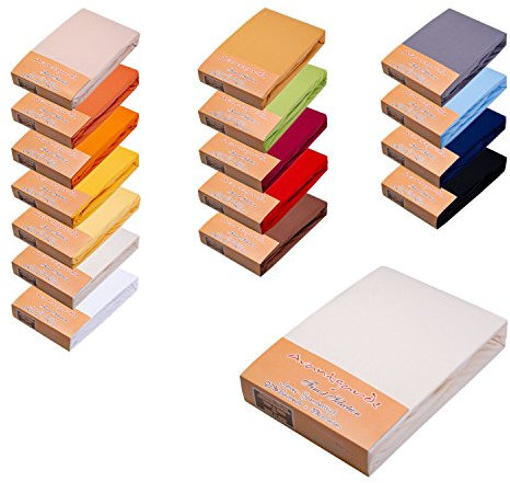 AVANTGARDE Premium SPANNBETTLAKEN √ 180x200cm - 200x220cm √ hoher 40cm Steg √ auch für Wasserbett und Boxspringbett √ Spannbettlaken sehr Gute 195g/m² √ 97% Baumwolle / 3% Elasthan √ (Natur)