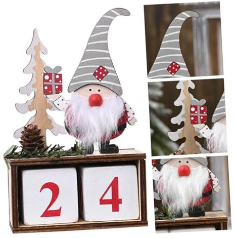BUGUUYO Weihnachtsschmuck Weihnachtsmann-kalender Aus Holz Für Die Weihnachtsdekoration
