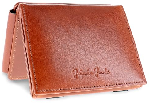 Jaimie Jacobs Flap Boy XL Magic Wallet mit Münzfach RFID-Schutz Geldbeutel mit Platz für 13 Karten (Dunkelbraun)