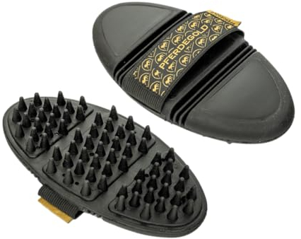 Pferdegold Massage Striegel - Flexibler & Ergonomischer Gummi-Striegel - Ideal bei Fellwechsel - Massage-Bürste Pferd - Reinigung & Pflege - Pferde Zubehör
