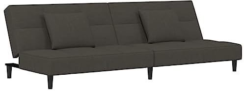 vidaXL Schlafsofa 2-Sitzer, Schlafcouch mit 2 Kissen, Gästebett mit Holzrahmen, Sofabett Tagesbett Couch Sofa Ausziehbar, Dunkelgrau Samt