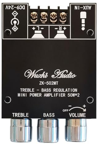 Qbkohphifm -502MT 2x50W Bluetooth 5.0 Canaux 2.0 Carte Amplificateur de Caisson de Basses Stéréo Module de Haut-Parleur Audio Prise en Charge Du Contrôle APP, 500458152