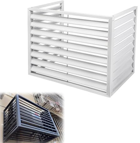 XRRJFYH Cubre Aire Acondicionado Exterior Aluminio Funda Aire Acondicionado Exterior Grande para Ocultar y Protector (Color : Bianco, Size : 3 Sides For 1.5HP)