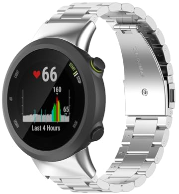 Metallarmband Kompatibel mit Garmin Forerunner 45/45S/Swim 2 Armbänder, Mit Schraubendreher Set, Metall Solid Gewebte Edelstahl Ersatzarmband Edelstahl Armband Uhrenarmband, Silber