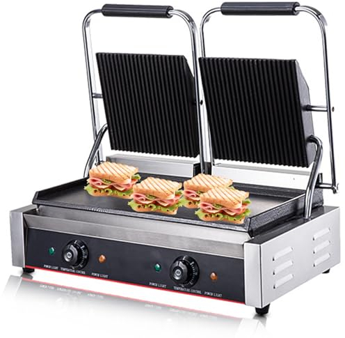 RUYICZB Prensa Panini Eléctrica, Sandwichera 3600 W, Antiadherente para Acampar Al Aire Libre Cocinar Sándwiches Filetes Carnes Fácil De Usar para Principiantes como para Profesionales,813b