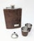 Stainless Steel Hip Flask Set with Brown Leather Wrap – Includes Funnel and 2 Metal Shot Cups – Pocket Size Flask in Presentation Box – Ideal for Travel, Outdoor and Everyday Use JR1363
