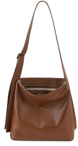 DONNAIN Umhängetasche Damen Leder mit großem Fassungsvermögen, Weich Lederhandtasche Damen Echtleder, Bags for women, Shoulder Bag, Shopper Tasche, Hobo Bag, Braun