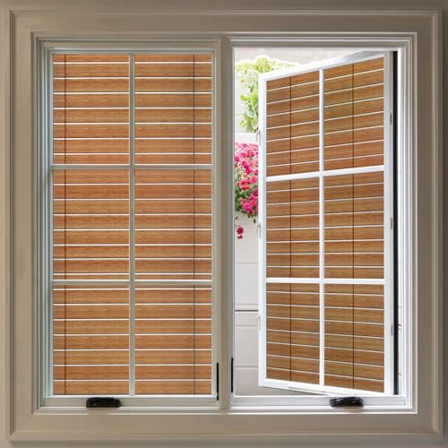 dktie Window Film Privacy Static Cling Frosted Window Film for Glass Window Opaque Anti-UV window film Removable No-glue Film Bamboo curtain pattern Film for Kitchen, Bathroom, Office 90x200cm