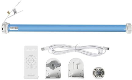 Matter Thread - Persiana enrollable inteligente con motor recargable, funciona con pilas, funciona con tubo enrollable de 38 mm, compatible con Apple, Google Assistant (motor con control remoto de 6
