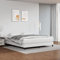 OHOOWOO Boxspringbett mit Matratze Weiß 160x200 cm Kunstleder,Luxuriöses Boxspringbett mit Taschenfederkernmatratze und pflegeleichtem Kunstlederbezug
