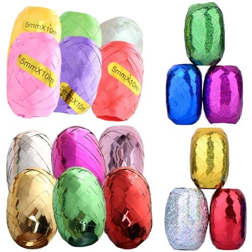 18 Rollen Farbband, Jede Rolle Farbband ist 10 Meter lang, Geschenkband für Weihnachten, Leuchtend Farbige Gestreifte Bänder, Hochwertiges Geschenkband für Geschenkverpackungen (5 mm)