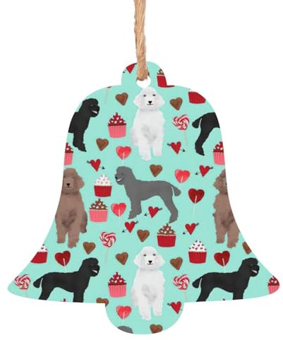 Weihnachtsbaumschmuck mit Pudel-Motiv, Holzornamente, für Weihnachtsbaum, Geschenk, Zuhause, Party, 6 Stück