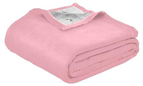Coperta leggera in pile di flanella, 140 x 180 cm, colore: rosa conchiglia, morbida e accogliente, per divano