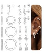 Hypoallergene Ohrringe Gold Set Für Damen - Chirurgenstahl Ohrringe Gold Creolen Piercing Ohr - Tragus Knorpel Helix Piercings Ohrstecker Silber Goldene Ohrringe Für Mehrfache Piercings Golden Reifen