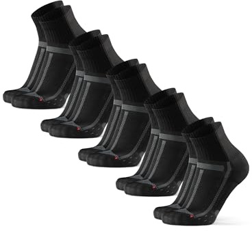 DANISH ENDURANCE Quarter Laufsocken, Damen & Herren, 5er Pack | Knöchelhohe Sportsocken, Geruchshemmend mit leichter Kompression für Langstreckenläufe & Marathons, Unisex