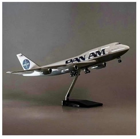 Scale aircraft 47cm 1/150 For 747 B747 Aircraft PAN AM Airline Model With Light And Wheel Diecast Resin Plane Party Gifts Suitable for display(With light)