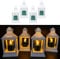 4er Set Laternen mit LED Kerzen und 6-Stunden Timer - Outdoor, für draußen geeignet - Deko Stimmungslicht (Weiß/Salbei)
