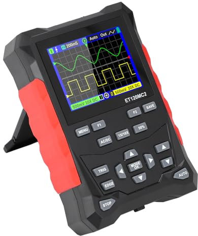 Garosa Osciloscopio de 2 Canales, ET120MC2 Osciloscopio Digital Tableta Portátil Osciloscopio 2 Canales Pantalla LCD Estándar, Osciloscopios
