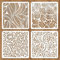 JSRQT 4 Pièces Pochoirs Décoratifs Feuilles, Modèle de Dessin de Textures pour Peinture, Set de Pochoirs Réutilisables en Plastique pour Toile Bois Verre Scrapbooking Meubles Sol, 20×20 cm