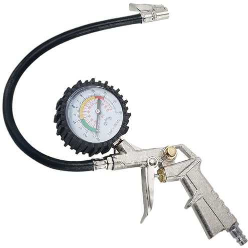 Tyre Pressure Gauge,220PSI 16 BAR Tyre Inflator with Pressure Gauge,Car Air Tyre Pressure Inflator Gun Gauge Compressor for Heavy Duty Car Motorcycle Bicycle