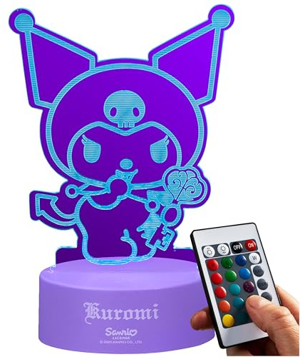 Get Trend Kuromi Nachtlicht für Kinder, LED Acryl Lampe mit Fernbedienung & Touch, 3D Illusion Nachttischlampe, USB & Batterie betrieben, Geschenke für Kinder (Multi Kuromi)
