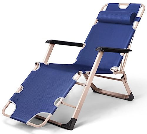 GZHENOZ Klappbarer Liegestuhl, Gartenstühle mit Kopfstütze, Terrassen- und Rasenliege, verstellbare Rückenlehne für Außenpool, Camping, Feldbett, Hof, Strand, Stahlrahmen (Farbe: Blau)