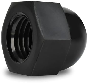 5-100 pezzi Dadi esagonali in plastica Dadi ciechi in nylon bianco e nero Copertura decorativa Dado a ghianda semicircolare M3 M4 M5 M6-M20 Dado cieco Tappo esagonale a cupola(Black,M6 (50pcs))