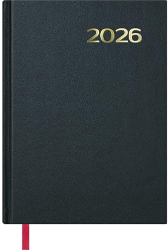 Dohe - Agenda 2026 Katalanisch - Tagesansicht, Größe A5 (14x20 cm), Hardcover, 12 Monate Januar bis Dezember, Jahresplaner mit Lesezeichen - Síntex Schwarz
