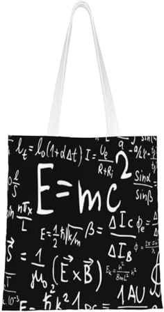 Tcoay Mehrweg-Einkaufstasche, Tragetasche für Lebensmittel, Allzweck-Canvas-Schultertasche,Physik Formel Gesetz E=Mc2
