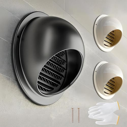 Générique Grille D'Aération Ronde Sortie D’air Murale Ronde en INOX Couvercle À Rabat pour Grille D'aération Robuste et Résistant aux Intempéries Noir Blanc 70 80 100 120 150 200mm(Noir,160mm/6.3in)