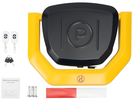Klappbare Parkplatzsperre mit Fernbedienung, 40cm Absperrpfosten Wasserdicht IP67 aus Stahl, Elektrische Parkplatz Absperrung für Privatgrund, Ohne Bohren Montage Möglich
