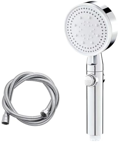 Pommeau de Douche multifonction Avec Flexible de 150 cm 5 Modes | Douchette Salle de Bain Avec Interrupteur Pause Pommeau de Douche à Economie eau et Anticalcaire Convient Pour la Salle Bain