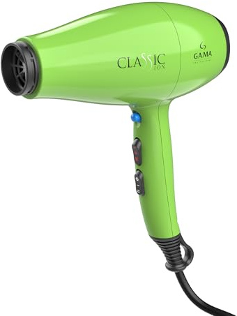GA.MA Italy Professional, Haartrockner Classic Ion grün, 2200 W, AC-Motor, Ion Plus Anti-Frizz-Technologie, 6 Trocknungsmodi, abnehmbarer Filter, 2 Aufsätze und Diffusor inklusive