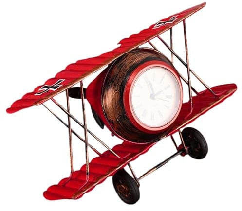 Mipcase Flugzeug Tischuhr aus Eisen, Vintage Dekor, 1 Stück für Zuhause | Retro Modell mit Elektronischen Komponenten, Leicht Ablesbar, Fein Verarbeitet, Sicher, für Freunde und Wohnraum
