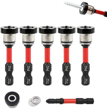 Lot De 5 Jeu D'Embouts Pour Cloison SèChe,Embout Visseuse Placo,Embouts PH2 MagnéTiques Pour Cloison SèChe Avec ButéE De Profondeur,Pour Visseuse Sans Fil Et Perceuse à Main