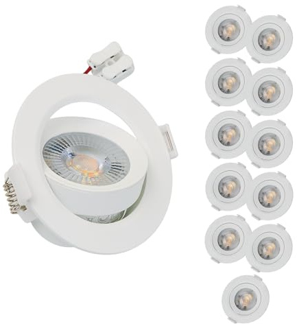 LUXULA 20 Stück LED Einbaustrahler schwenkbar Weiß 5W 450lm, 3000K | 3000K Warmweiß, 38° Spotlight, Einbaumaß 75mm, LED Deckenleuchte 230V für Bad und Küche, 30.000h, Deckenspot