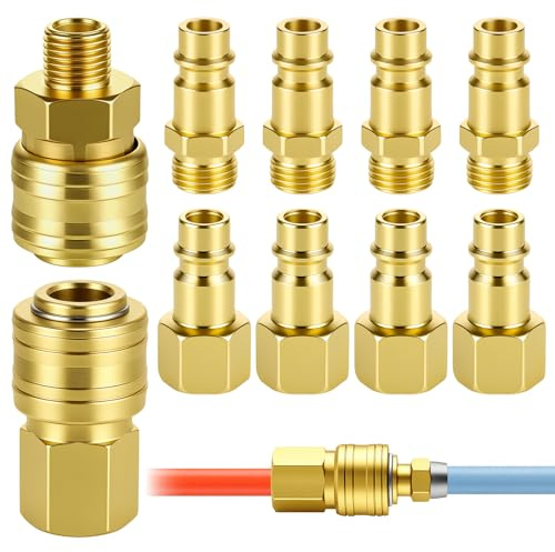 Huiguli 10 Pièces Raccord Rapide Air Comprimé, 1/4BSP Européen | Raccord Pneumatique, Raccords de Compresseur, Raccordement du Soufflette Air Comprimé/Tuyau Compresseur D'air