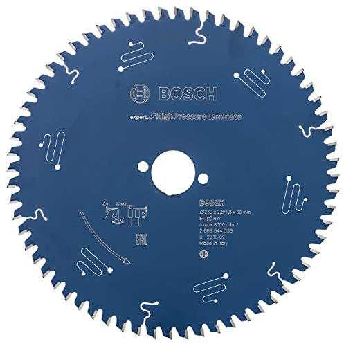 Bosch Professional 1x Kreissägeblatt Expert for High-Pressure Laminate (für Hochdruck-Schichtpressstoffplatten, Sägeblatt Ø 230 x 30 x 2,8 mm, Zähne 64, Zubehör Handkreissägen)