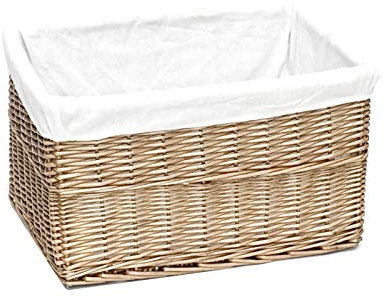 topfurnishing Large Big Huge Deep Children Kids Baby Nursery Storage Wicker Basket Toy Box Organiser With Liner Natural X Large 52 x 38.5 x 29 cm