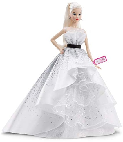 Barbie FXD88 Sammlerpuppe zum 60. Jubiläum, ca. 30 cm groß, blond, mit einem Kleid und einem Armband, die einem Diamanten nachempfunden sind