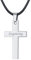 FaithHeart Gravierte Partner Ketten mit Wunsch Gravur auf der Rückseite aus Edelstahl Silber Schmuck für Paare Kreuz, Lederhalsband Herren