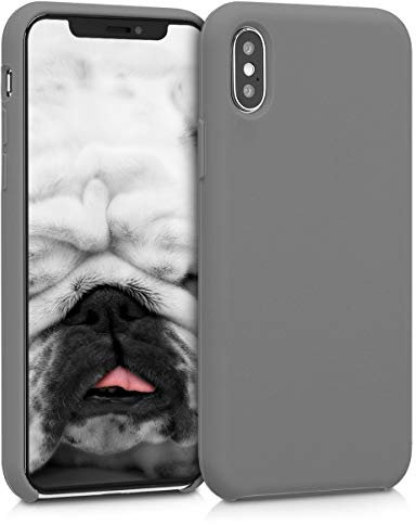 kwmobile Hülle kompatibel mit Apple iPhone X Hülle - Silikon Handy Case - Handyhülle weiche Oberfläche - kabelloses Laden - Stone Dust