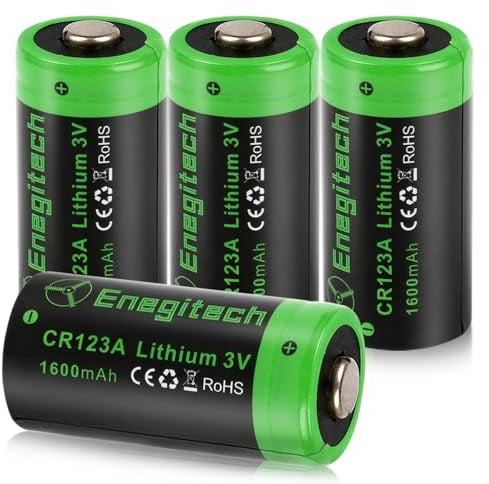 Enegitech CR123A 3V Lithium Battery, CR17345 123 3 Volt Disposable Battery for Smoke Alarm, Motion Sensor, Security Alarm Sensor, Camera Non-Rechargeable (CR123A 4 Pack)