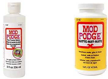 Mod Podge 8 oz Photo Transfer Medium, & Podge Matte Waterbase Sealer, Glue and Finish - 16 oz